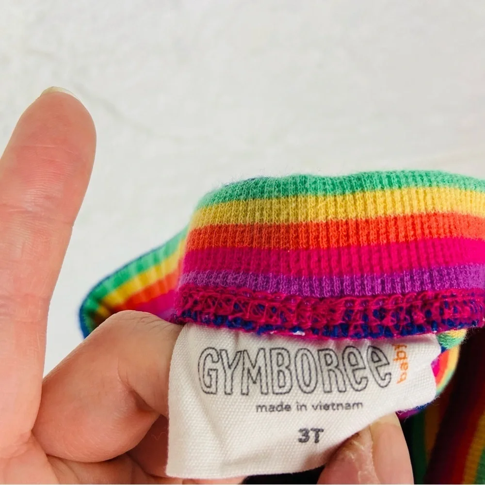 GYMBOREE rainbow Colorful Striped ribbed ruffle bottom cotton stretch Leggings